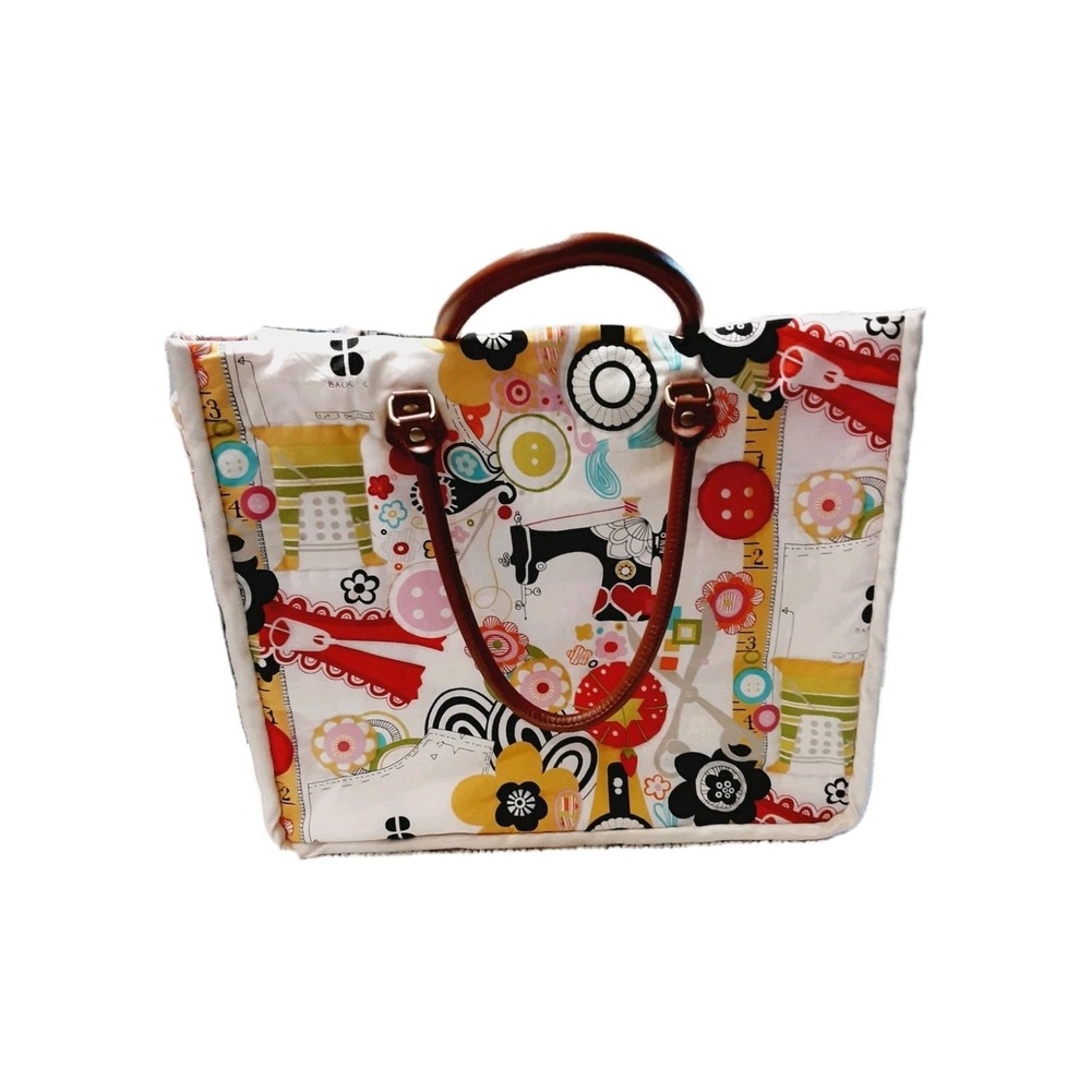 Sewing Knitting Basket Tote Yarn Bag Sewing Notions Fabric 16x13